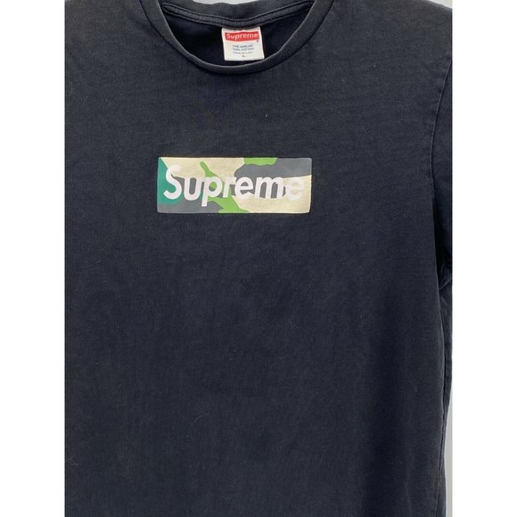Supreme Brooklyn Store Green Camo Logo Box Black T-shirt Tee Top Women's Sz L - Picture 5 of 10
